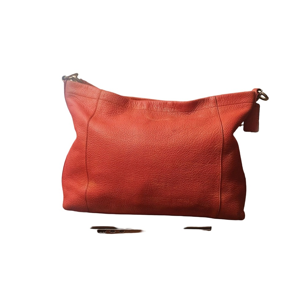 Coach Edie 31 Orange Pebbled Leather Shoulder Bag Hobo Handbag Silver Hardware